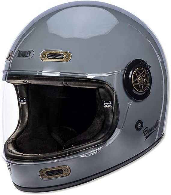 Full Face Motorcycle Helmet Vintage Retro Style Fiberglass Helmet with Visor Classic Crash Racing Touring ECE Approved Helmet G,Large