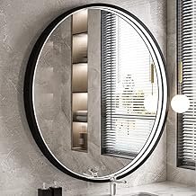 36" Round LED Bathroom Mirror, Dimmable Anti-Fog Vanity Mirror with Touch Control, 6000K Natural Light, Black Metal Frame, Wall Mounted for Makeup Shaving (IP54, 90+ CRI)