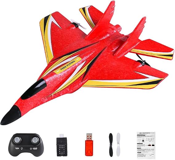 Mini Remote Control Airplane for Beginners, 2.4G 2CH EPP RC Airplane Fighter Aircraft 21cm Wingspan Fixed-Wing RC Plane Model with LED Light Strip, Gift for Adults -RTF