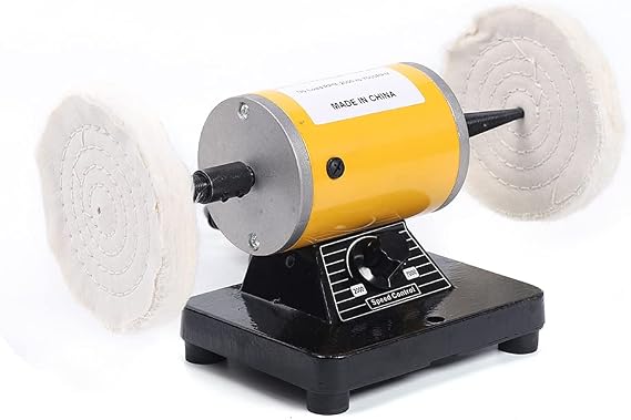 Jewelry Polishing Machine, Mini Bench Grinder Polisher Buffer, Dual-Wheel Tabletop Jewelry Polisher for Metal, Silver, Gold, Wood, Jade, Amber, and Craft Jewelry Making