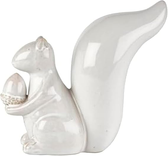 Elements White Squirrel Ceramic Figurine, 7.68x3.23x7 Inch
