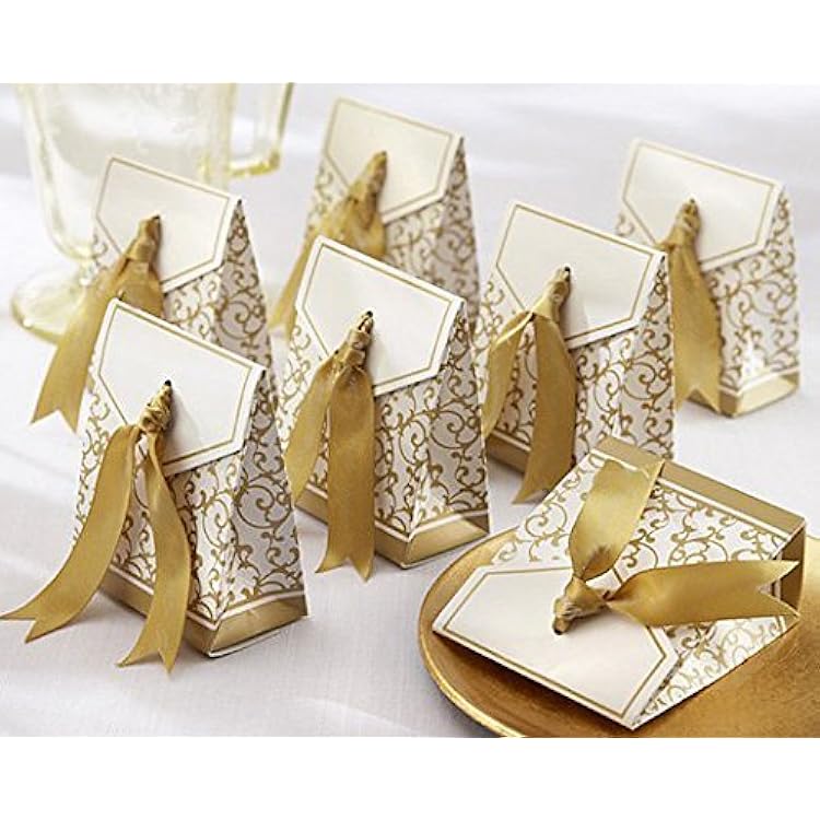 Gold Ribbon Wedding Favor Boxes