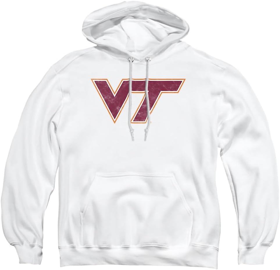 Virginia Tech Official Distressed Primary Logo Unisex Adult Pull-Over Hoodie