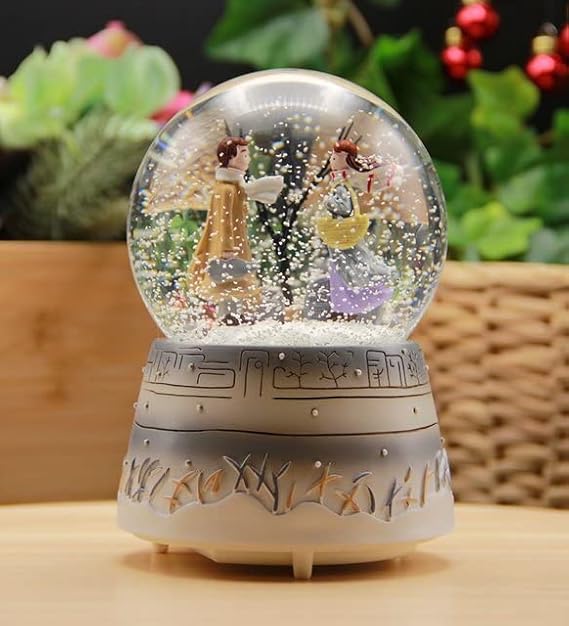 Winter Tale Gray Lover Snow Globe Automatic Musical & Illuminated (medium Size) KuşkarNM872
