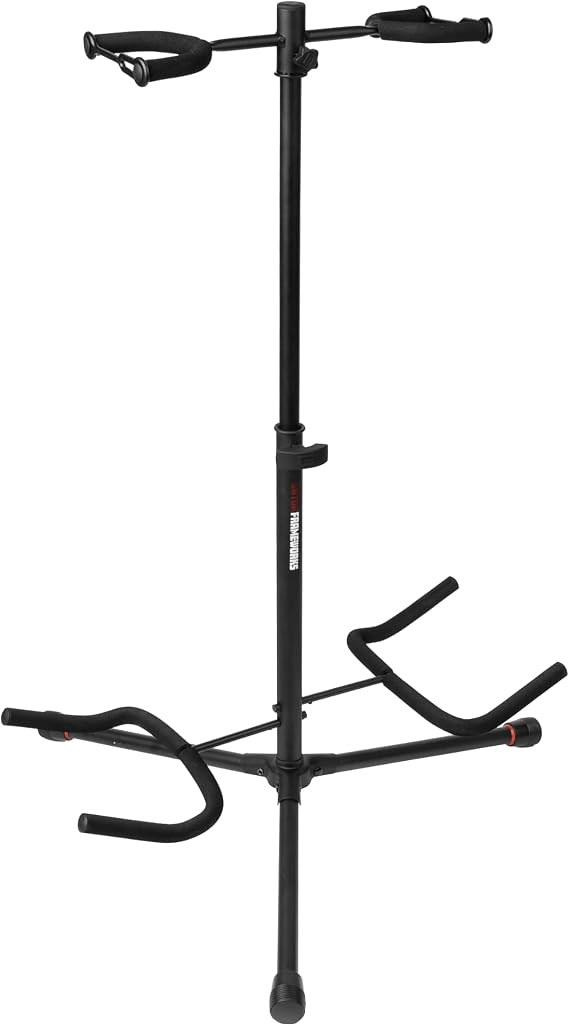 Gator Frameworks Adjustable Double Guitar Stand, Holds Two Electric or Acoustic Guitars (GFW-GTR-2000)