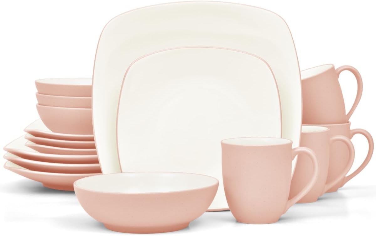 Noritake Colorwave Pink 16-Piece Square Set, Service for 4 in Pink