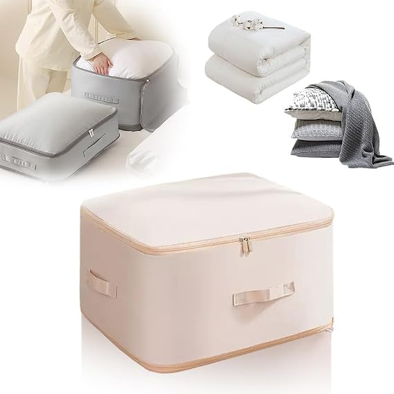 Ultra Space Saving Self Compression Organizer, 2024 New Space Saver Quilt Compression Storage Bag, Space Saving Storage Tote, Compression Moving Organizer Bags for Down Jackets, Quilts(Apricot,XL)