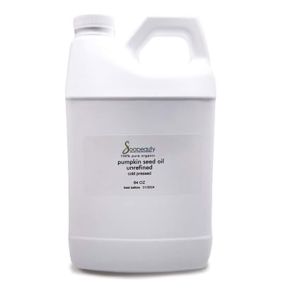Soapeauty RAW Pumpkin Seed Virgin Oil for Skin & Hair Growth 100% Pure, Cold Pressed and Unrefined Oil Remedy for Men and Women - Omega 3 and Omega 6 Vitamins 64 Oz
