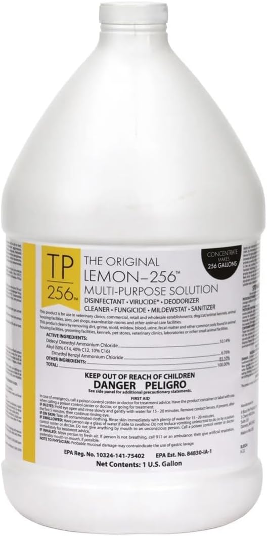 PUREPET 256 Kennel Cage and Surface Disinfectant The Original High Concentrate Vet Approved Cleanser (Lemon)