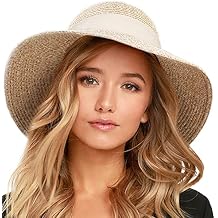 FURTALK Womens Beach Sun Straw Hat UV UPF 80+ Travel Foldable Brim Summer UV Hat