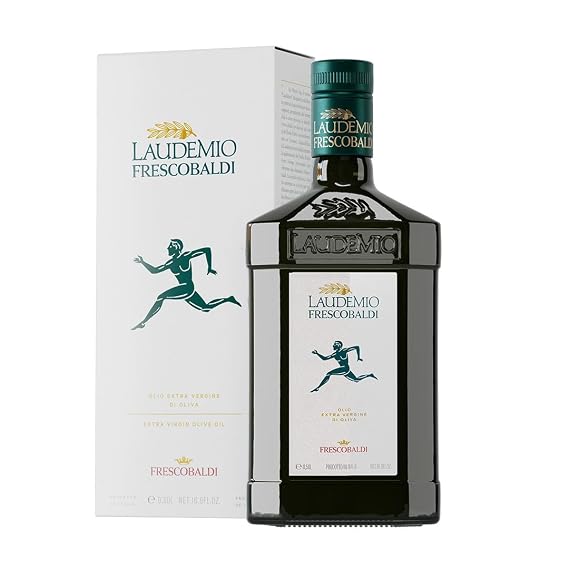 FRESCOBALDI Laudemio Extra Virgin Olive Oil, 16.9 FL Oz, 500ml, Premium, Award Winning Product of Tuscany, Italy, Fruity & Peppery Flavor, Smooth & Robust Low Acidity, Rich in Polyphenols | High Polyphenol Olive Oil | Cold Pressed hours after harvest | Artichoke, grass & peppery finish | Marinating & drizzling