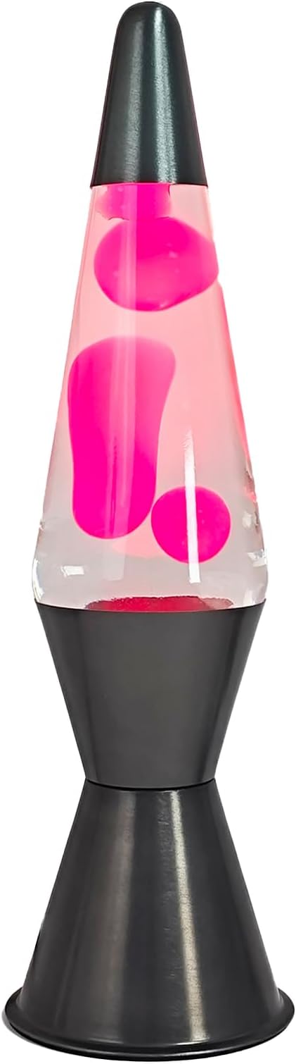 16 Inch Liquid Lamp, Pink Wax Motionin Liquid Motion Light, Home Decor Calming and Entertaining Lamp, Night Light for Meditation, Amazing Gifts for Adults & Kids, Dark Grey Base.