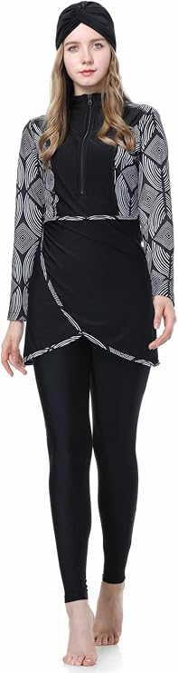 Muslim Swimming Suits for Women Islamic Modest Swimsuit with Hijab 3 Piece Long Sleeve Burkinis