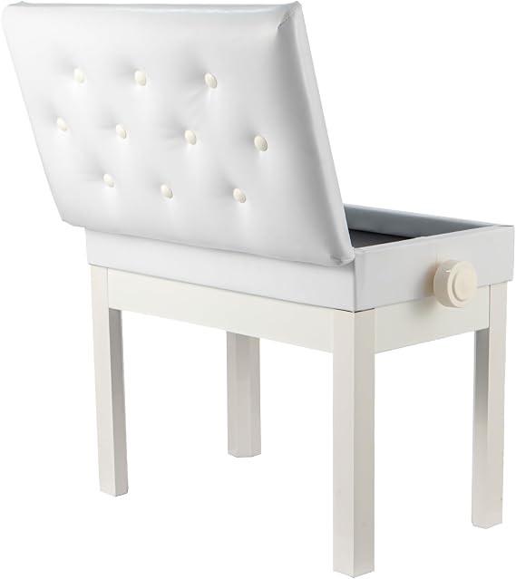 Piano Bench Piano Stool with Storage Adjustable Height (19.3"-23.2") Piano Bench, Padded Keyboard Bench Stool - 21"x12.6" Seat Storage Compartment, for Upright Piano, Digital Piano, White