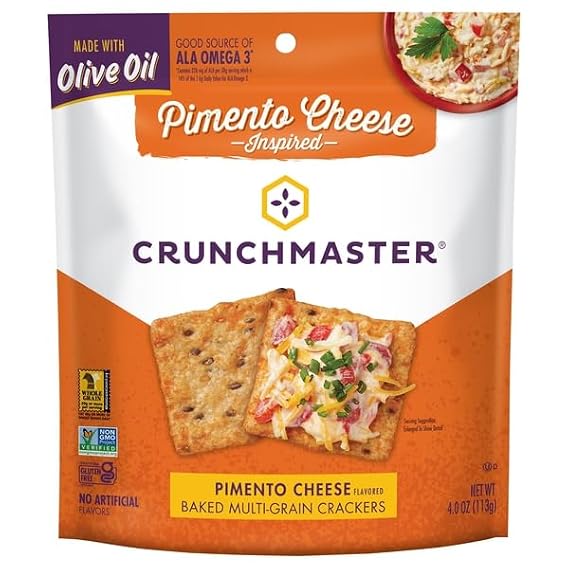 Crunchmaster, Pimento Cheese Flavored Baked Multi-Grain Crackers, 4 Ounce