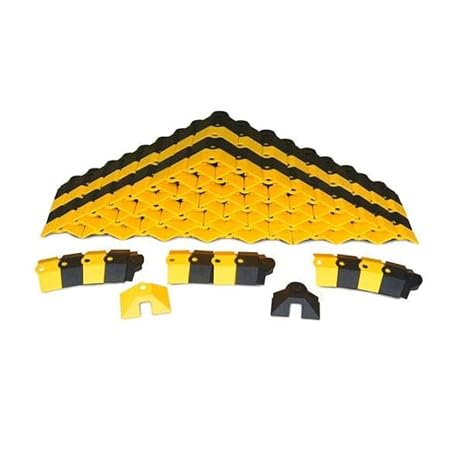 UltraTech 1820 Ultra-Sidewinder Cable Protection System with Endcaps, 24' Length x 3 Width x 3/4 Height, Black and Yellow, Small