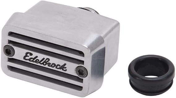 Edelbrock 4204 Elite Series Push-In Rectangular Breather, Aluminum