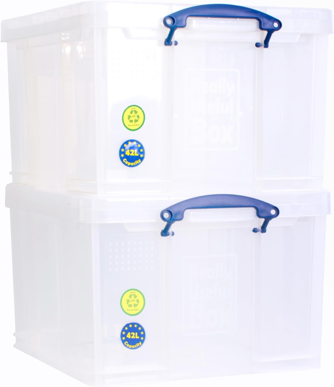 Really Useful Plastic Storage Box 42 Litre Clear Pack Of 2