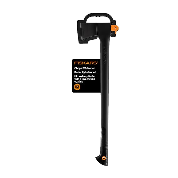 Fiskars 28" Chopping Axe - Ultra-Sharp Blade for Felling Trees - Garden and Outdoor Gear - Black