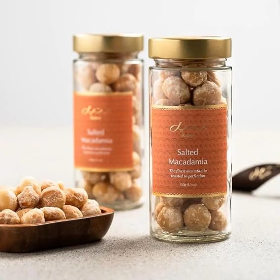 Bateel | Salted Macadamia|Glass Jar| 5.3 oz |Gourmet Snack Mix