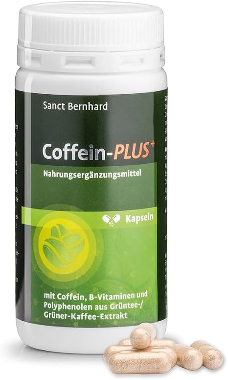 Sanct Bernhard Caffeine Plus Capsules with Caffeine B Vitamins Polyphenols & Green Coffee Extract 120 Capsules