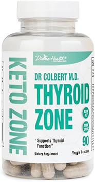 Dr. Colbert, MD Thyroid Zone | by Divine Health | Iodine | Zinc | Selenium | Schisandra | KSM-66 Ashwagandha | Organic Kelp | Bladderwrack | Vitamins A | D3 | B12 | 30 Day Supply | 90 Veggie Capsules