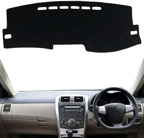 Car Dashboard Cover Anti-Scratch Dash Cover Interior Dash Covers - for Toyota for Corolla Axio Fielder 2007-2013, Black(Black Edge), Right Hand Drive