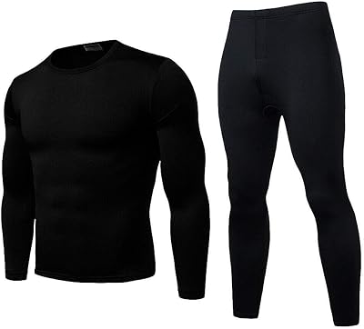 Mens Winter Ultra Soft Thermal Underwear Long Johns Set with Fleece Lined Base Layer Top and Bottom