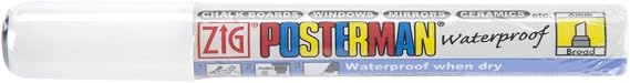 Zig 6mm Posterman Broad Chisel Tip Marker, White