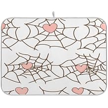 Spider with Hearts Dish Drying Mat Kitchen Dish Drying Mats Absorbent Coffee Drying Mat Dish Drying Pad 18 Inch x 16 Inch