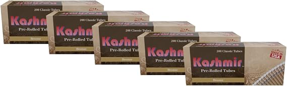 Kashmir Pre-Rolled Classic Tubes Natural Clean and Smooth Taste Highest Quality Papers and a Patent Pending Filter Design - Bronze Pack of 200 (Pack of 5)