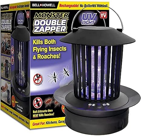 Double Zapper Deluxe 18-watt by Bell+Howell Plug-in Electric Bug Killer, Zaps Flies, Mosquitoes, Baits and Heat Kills Ants and Cockroaches, 8.5