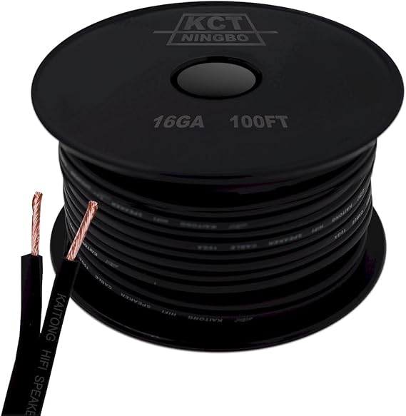 KCT 16AWG Gauge Speaker Cable Speaker Wire 100Feet Black