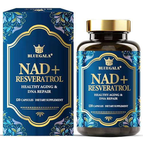 NAD Supplement 1500mg, with 99% Pure Resveratrol 250mg and Vitamin B3 150mg, Boosts Cellular Energy, Supports Healthy Aging & DNA Repair, Non-GMO, Vegan, 120 Capsules