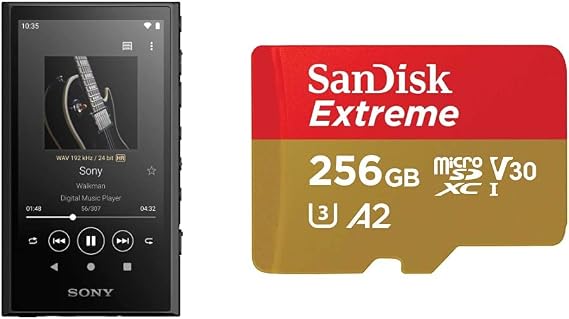 Sony SONY microSD Set Sony SONY Walkman 32GB A300 Series NW-A306: Black NW-A306 BC+ SanDisk Genuine Product microSD 256GB UHS-I U3 V30, Write Up to 130MB/s Full HD & 4K SanDisk Extreme SDSQXAV