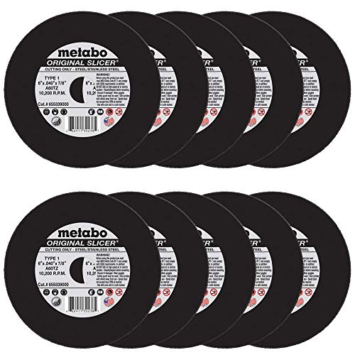Metabo 655339000-10PK 6 x .040 x 78 A60TZ Slicer Cutting Wheel T1 10pk