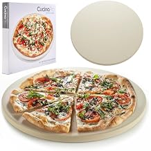 Pizza Stone for Oven, Grill, BBQ - Round 5/8 Inch Extra Thick Baking Stone w Safe Even Heating- XL 16.5" Pan for Crispy Crust, Heavy Duty Cordierite Holds High Temp- Kitchen Essential Must Have Gift