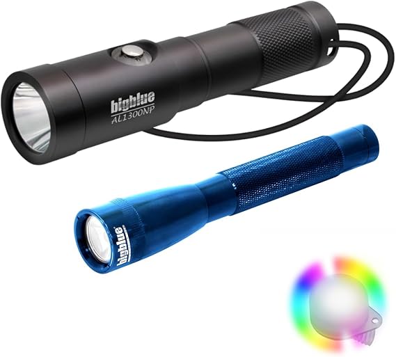 Bigblue AL1300NP and AL250 Dive Light Combo Pack with 8-Color Easy Clip