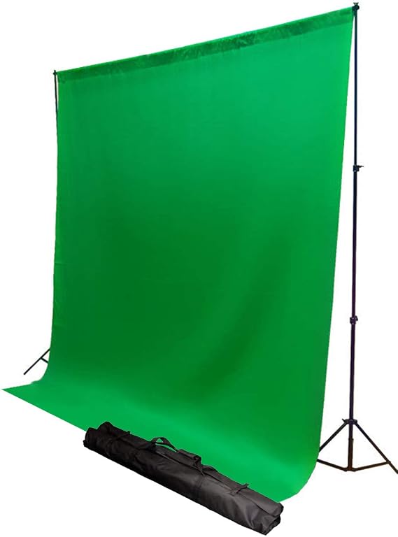 ePhotoInc 6' x 9' Chroma Key Green Screen Photography Video Chromakey Muslin Backdrop Background with Background Stand H80469G