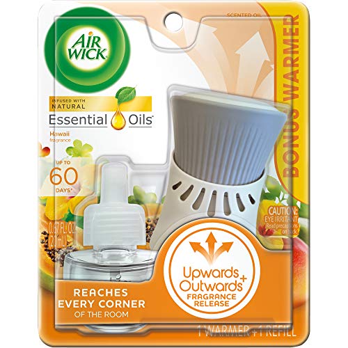 Air Wick Plug in Scented Oil Starter Kit Warmer  1 Refill, Hawaii, Air Freshener, Essential Oils
