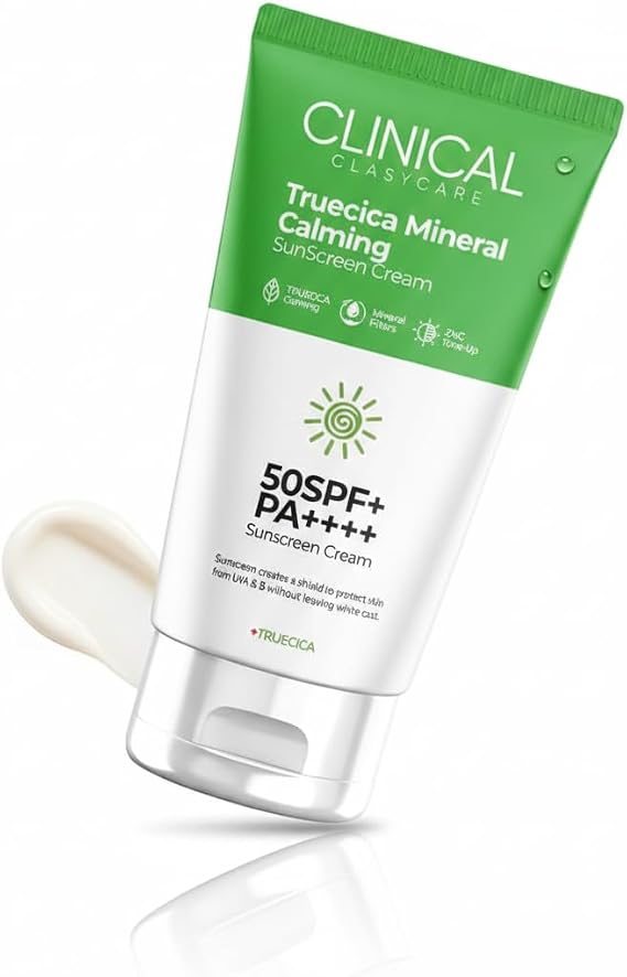 CLASYCARE Mineral Güneş Kremi SPF 50 – Truecica Hassas Ciltler İçin Yatıştırıcı Yüz Güneş Koruyucu, Tinted Nemlendirici SPF’li, Geniş Spektrum PA++++, Seyahat Boyu, 50 ml