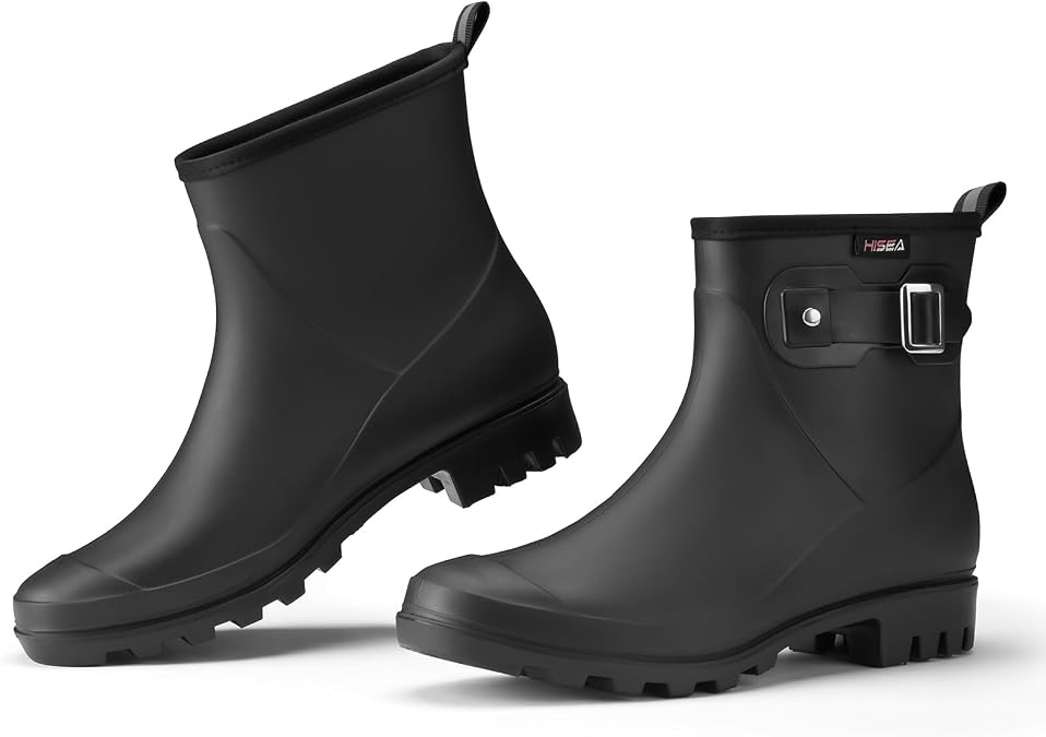 HISEA Women's Waterproof Short Rain Boots Ankle Rubber Garden Shoes