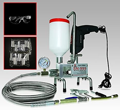 Epoxy Injection Concrete Repair Grouting Pump Machine 100 paker 1 Four Cut bit 1 adatpor 110V High Pressure Injection Applicator Electric Grout Mortar Plugging Machine Building Crack 910W Value Meal