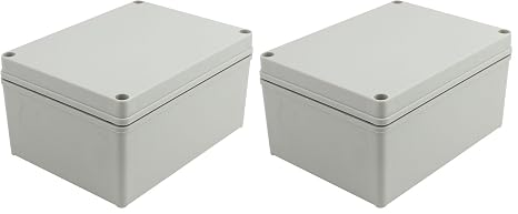 200x150x100mm Junction Box Electrical Project IP65 Waterproof DIY ABS Power Electronic Outdoor Case Enclosure Gray (8 x 6 x 4 inches) (Pack of 2)