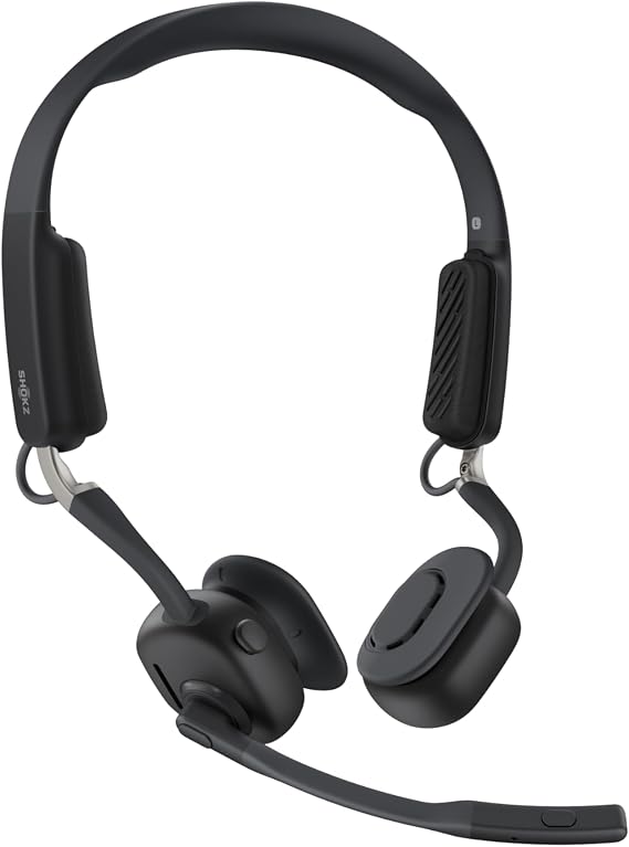 SHOKZ OpenMeet Open-Ear Bluetooth Headset, Noise-Canceling Mic+Mute Button