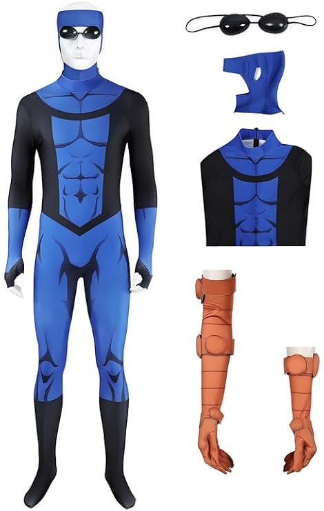 Invincible Cosplay Costume Invincible Jumpsuit Bodysuit Headcover Gloves Mark Grayson Adults Mens Halloween Outfits
