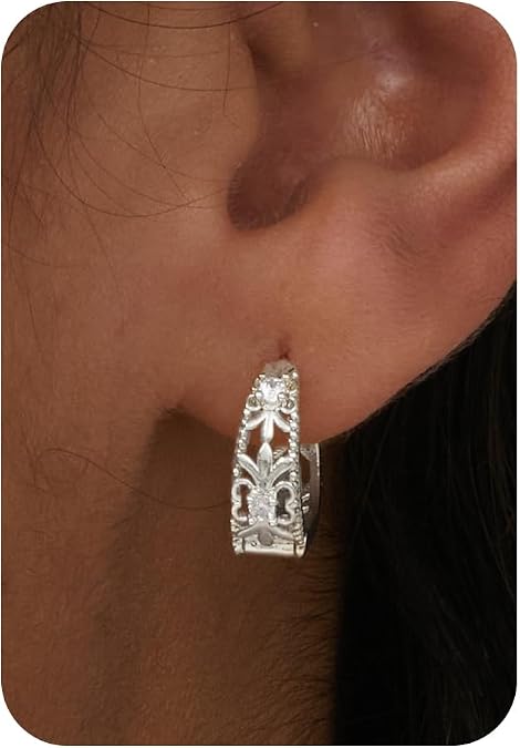 LLWOM Gold Huggie Earrings for Women-14k Gold/Silver/Rose/Black Plated Heart Hoop Earrings Hypoallergenic Lightweight Hoops Gifts