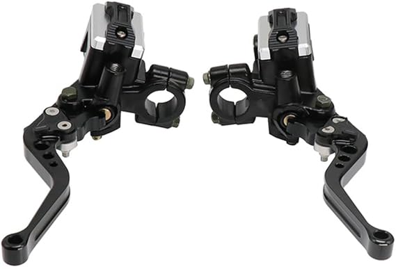 Universal Motorcycle 7/8" 22mm CNC Hydraulic Brake Clutch Lever Master Double Pump with Warning Switch Mirror Holder for Scooter Motorbike Mped ATV UTV Go Kart (Black)