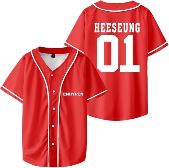 Enhypen World Tour Fate HEESEUNG 01 Merch Baseball Jersey Short Sleeve Shirts Women Men Streetwear