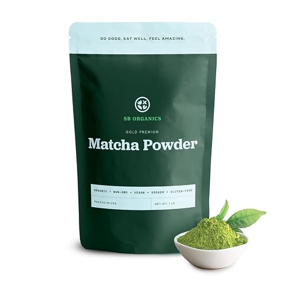 Sun Bay Foods Matcha Green Tea Gold Premium Powder - USDA Organic Non-GMO Classic Standard Culinary Ground Powder for Baking, Smoothies, Coffee, Tea - 16 oz